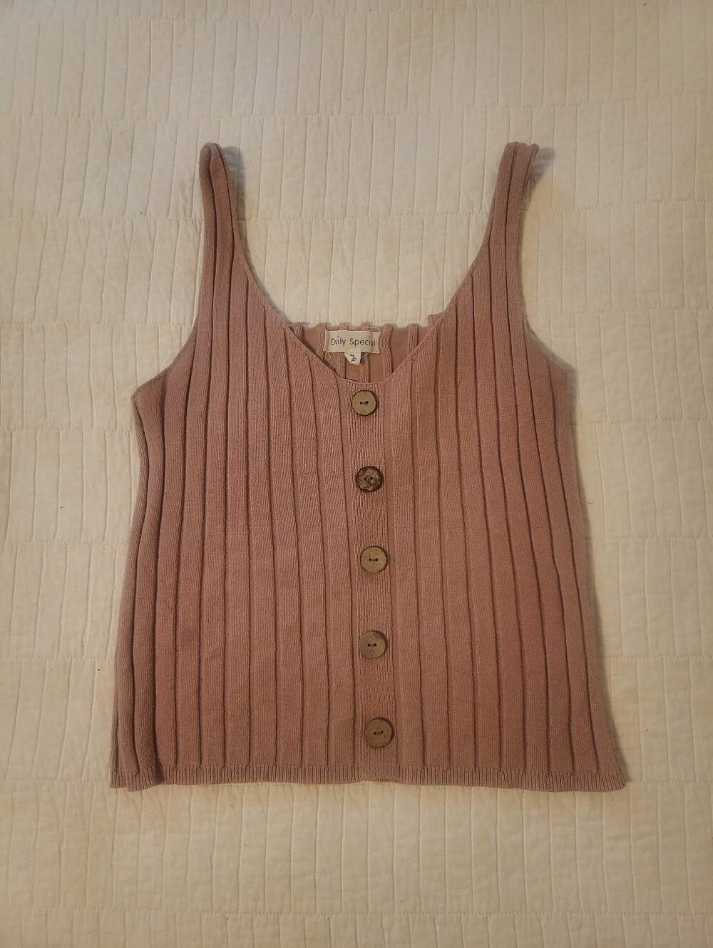 Ribbed Sleeveless Tank Top in Mauve Pink